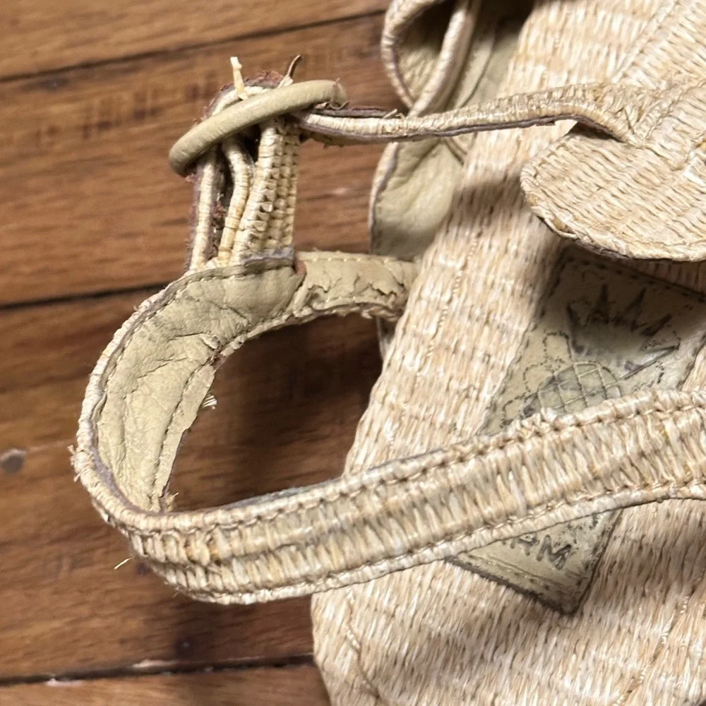 Farm Rio Synthetic Raffia Zigzag Sandals Size 13 Women's Cream